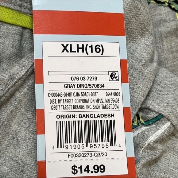 Cat & Jack™ Boys' Shirt Dino Long Sleeve Button-Down Gray XLH(16) - Picture 9 of 9